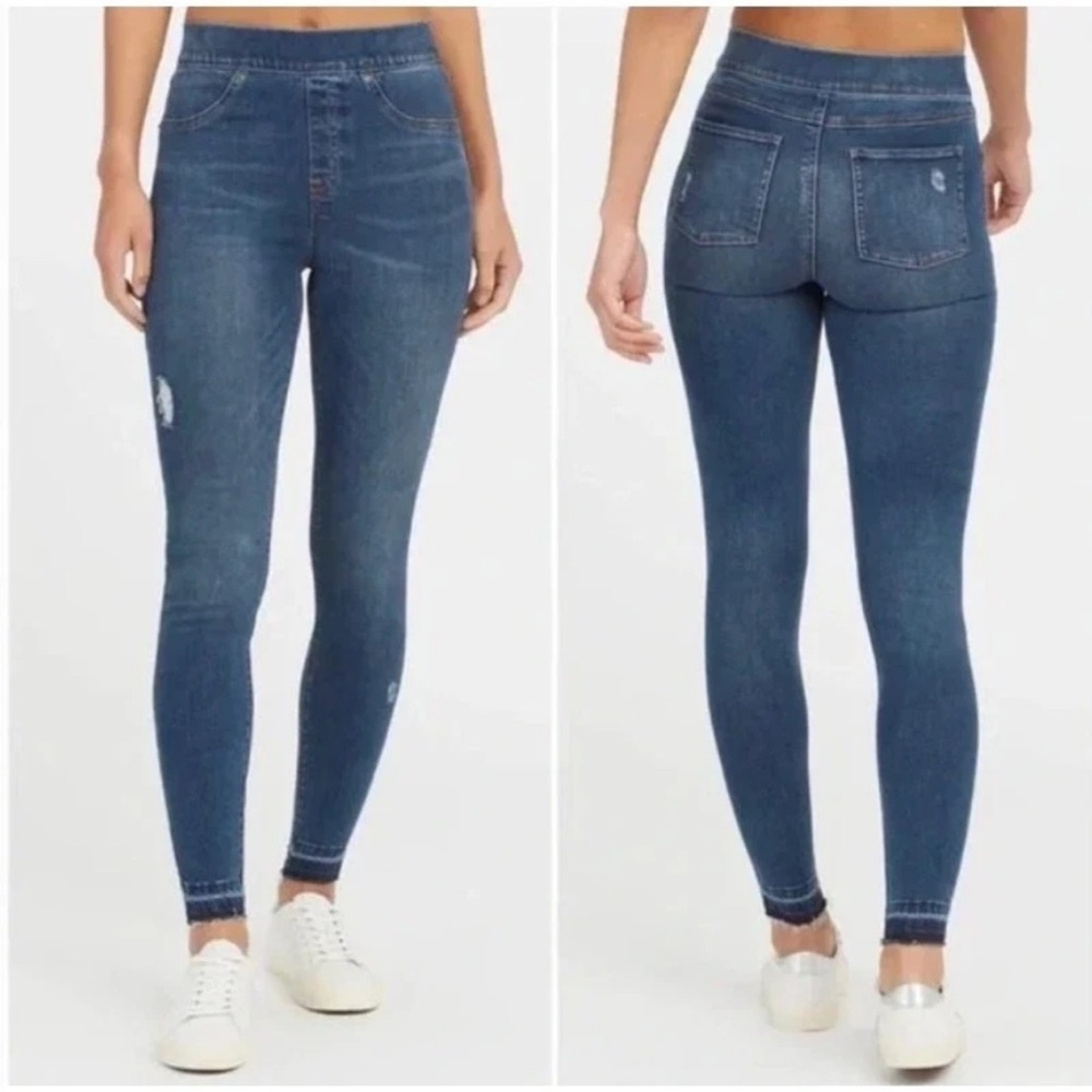 Spanx Distressed Skinny Jeans Women’s Size S Tummy Shapping Panel High Rise